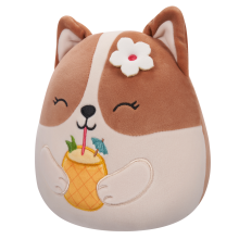                             Plyšový mazlíček Squishmallows Corgi s drinkem - Regina                        