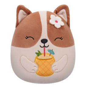 Plyšový mazlíček Squishmallows Corgi s drinkem - Regina