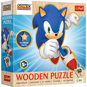 Dřevěné Puzzle 50 dílků Sonic