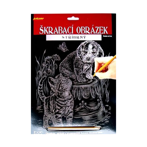 Škrabací obrázek-stříbrný                    