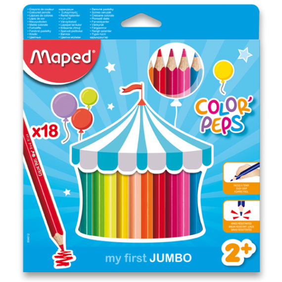 Pastelky trojboké MAPED JUMBO Color Peps 18 ks,BL                    