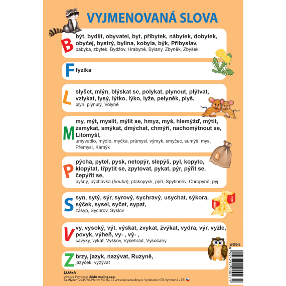 Vyjmenovaná slova, A5                     