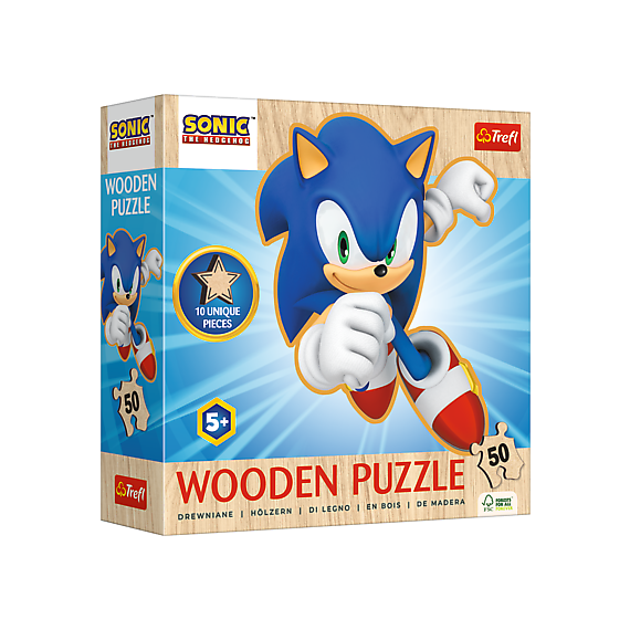 Dřevěné Puzzle 50 dílků Sonic                    